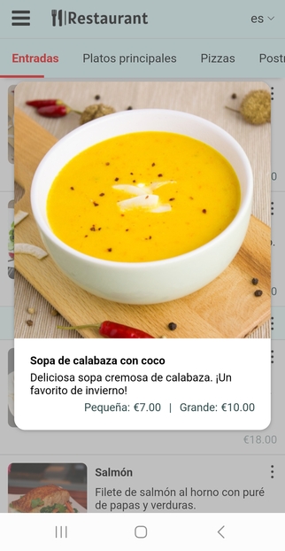 Las modificaciones se publican instantáneamente en su menú digital Dishtup