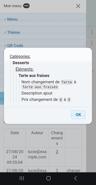 Ces versions incluent toutes les modifications qui ont été effectuées d'une version à une autre